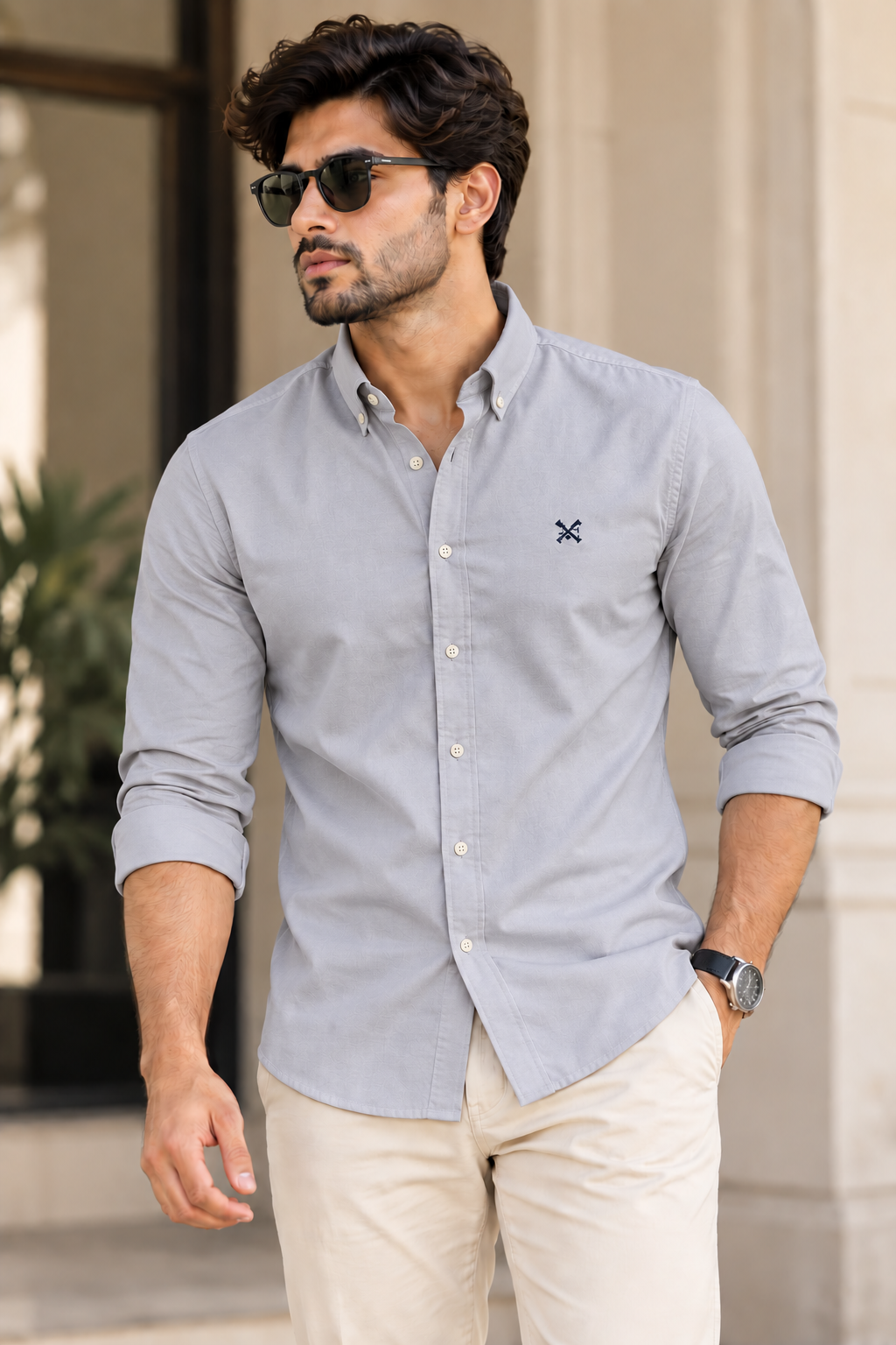 Hackett Full Sleeve Shirt Light Grey