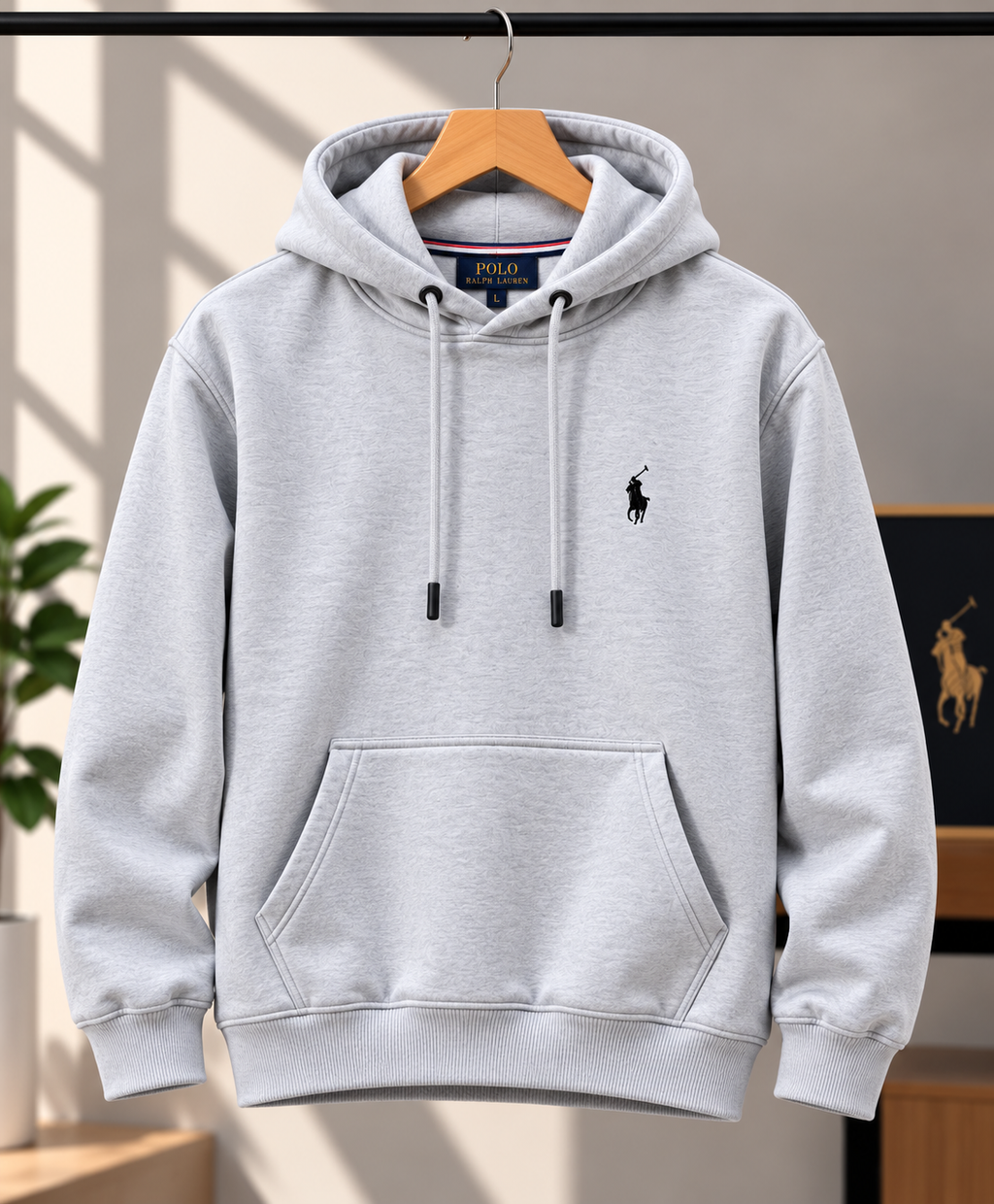 RL Men’s Light Grey Classic Pullover Hoodie