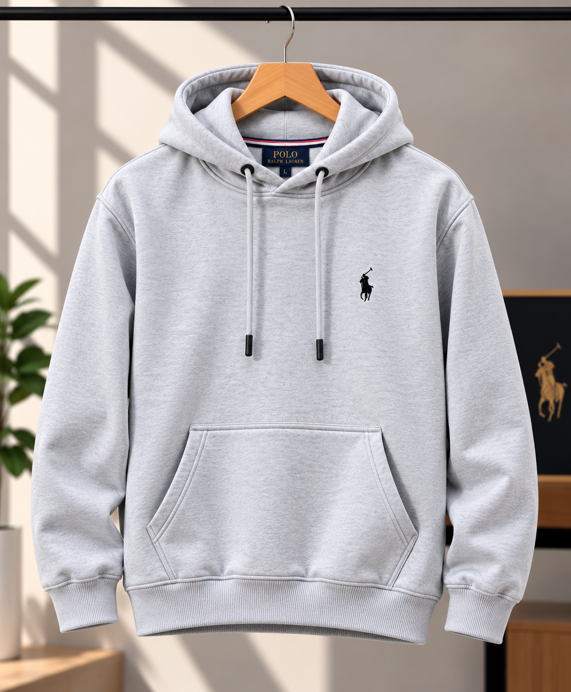 RL Men’s Light Grey Classic Pullover Hoodie