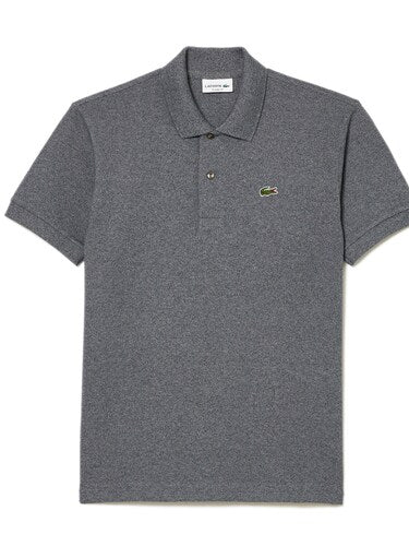 Lacoste Men Grey Heathered Pique Cotton Polo Shirt