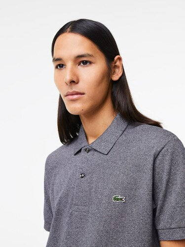 Lacoste Men Grey Heathered Pique Cotton Polo Shirt