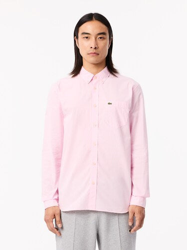 Lacoste Men Pink Regular Fit Gingham Poplin Shirt
