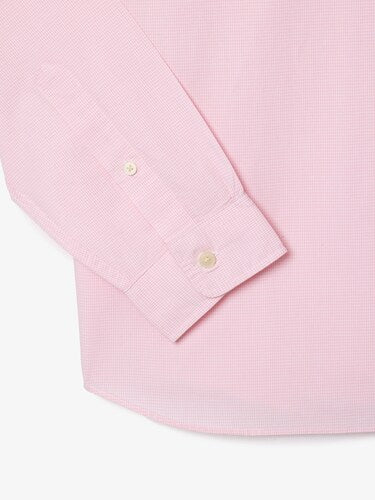 Lacoste Men Pink Regular Fit Gingham Poplin Shirt