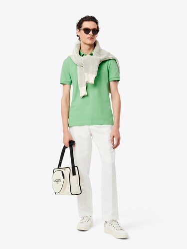 Lacoste Men Green Regular Fit Paris Stretch Pique Polo Shirt