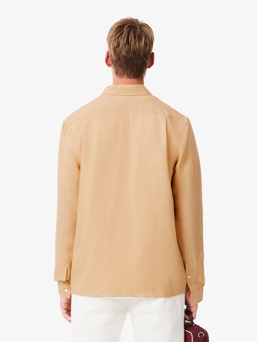 Lacoste Men Beige Regular Fit Linen Shirt