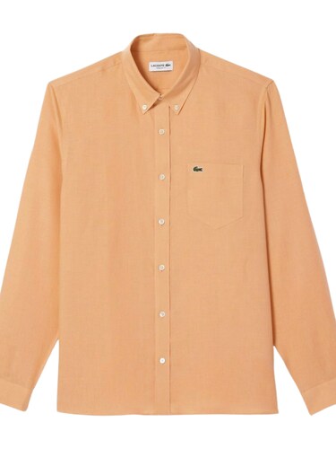 Lacoste Men Beige Regular Fit Linen Shirt