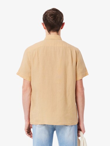 Lacoste Men Beige Short Sleeved Linen Shirt