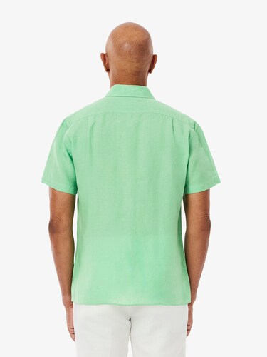 Lacoste Men Green Short Sleeved Linen Shirt