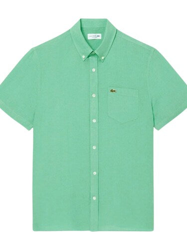 Lacoste Men Green Short Sleeved Linen Shirt