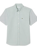 Lacoste Men White Regular Fit Short Sleeved Oxford Shirt