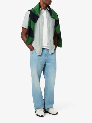 Lacoste Men White Regular Fit Short Sleeved Oxford Shirt