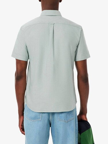 Lacoste Men White Regular Fit Short Sleeved Oxford Shirt