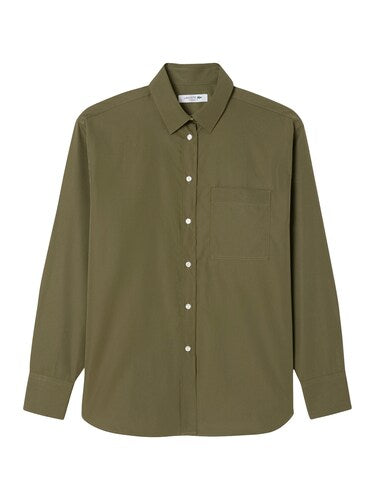 Lacoste Women Green Oversized Cotton Poplin Shirt