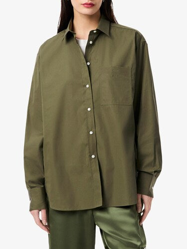 Lacoste Women Green Oversized Cotton Poplin Shirt