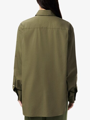 Lacoste Women Green Oversized Cotton Poplin Shirt