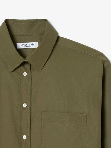 Lacoste Women Green Oversized Cotton Poplin Shirt