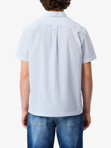 Lacoste Men White Regular Fit Short Sleeved Plaid Shirt