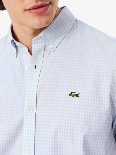 Lacoste Men White Regular Fit Short Sleeved Plaid Shirt