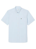 Lacoste Men White Regular Fit Short Sleeved Gingham Shirt