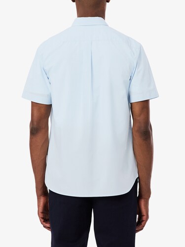 Lacoste Men White Regular Fit Short Sleeved Gingham Shirt