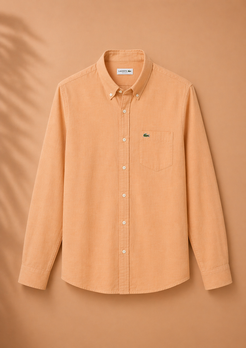 Lacoste Men Beige Regular Fit Linen Shirt