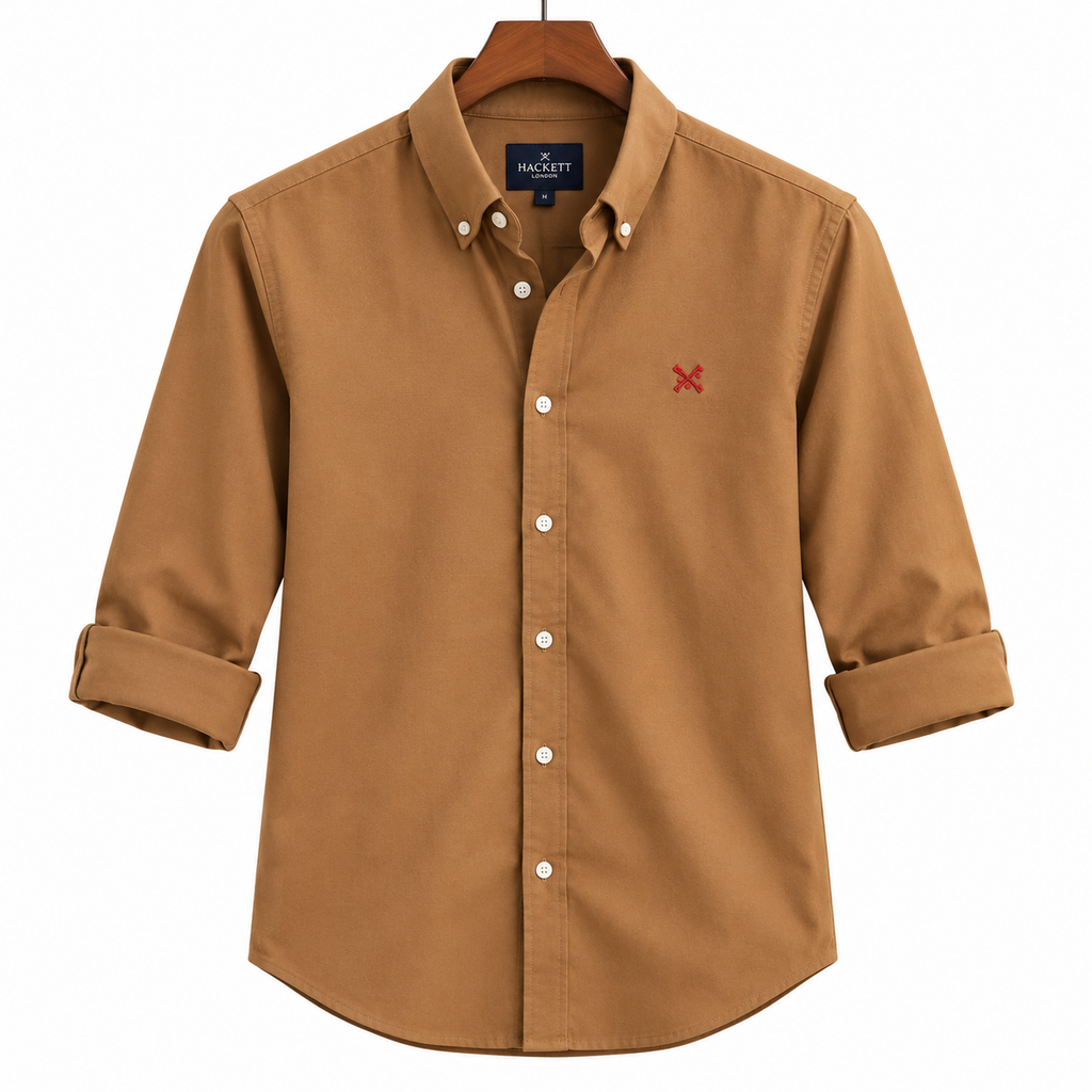 Hackett Full Sleeve Shirt Camel Brown