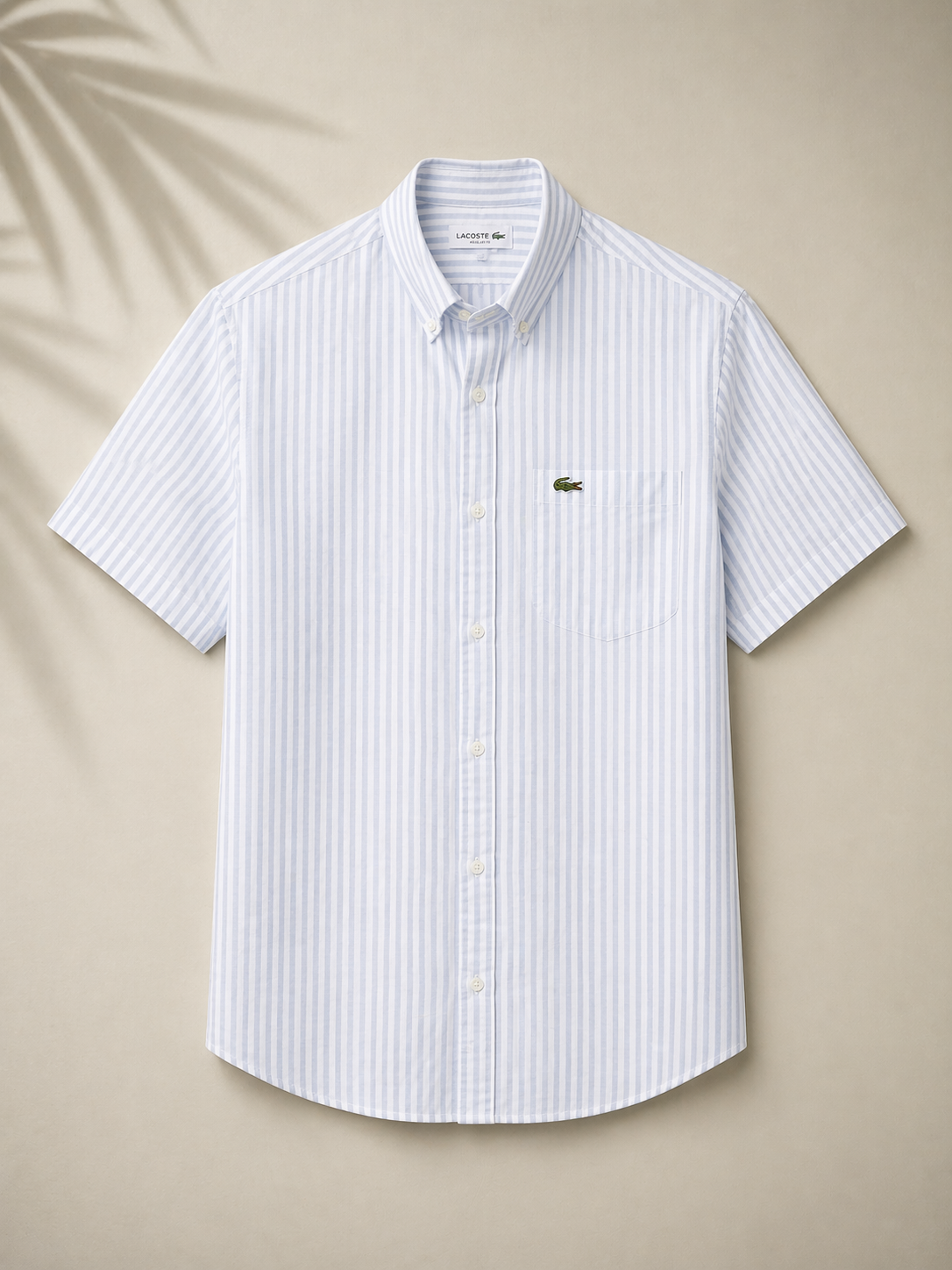 Lacoste Men Blue Regular Fit Short Sleeved Linen Shirt