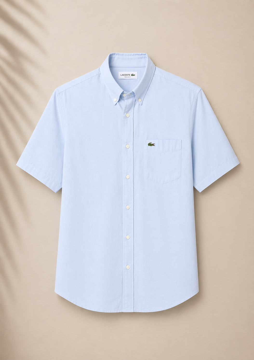 Lacoste Men White Regular Fit Short Sleeved Gingham Shirt