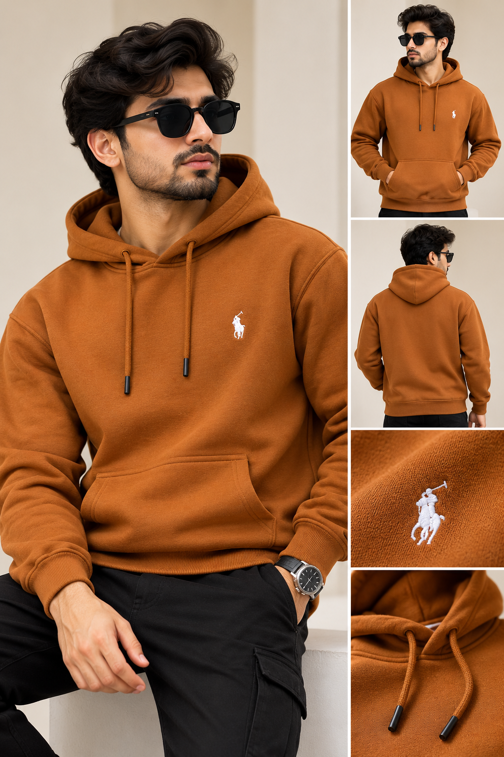 RL Men’s Caramel Brown Classic Pullover Hoodie