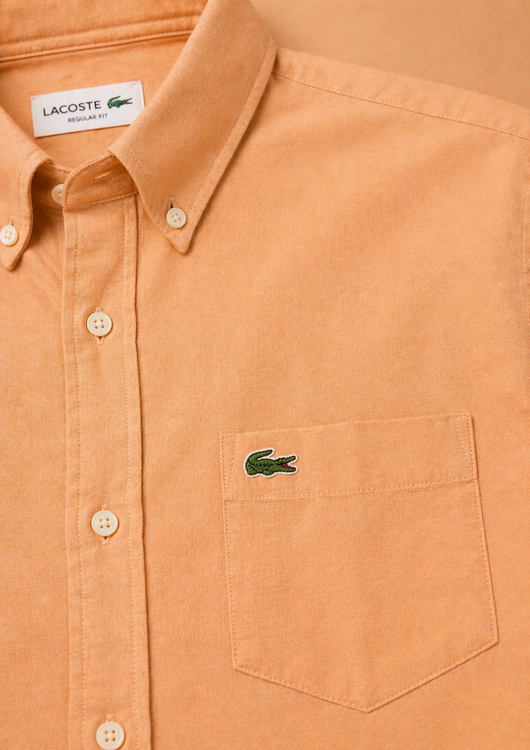 Lacoste Men Beige Short Sleeved Linen Shirt