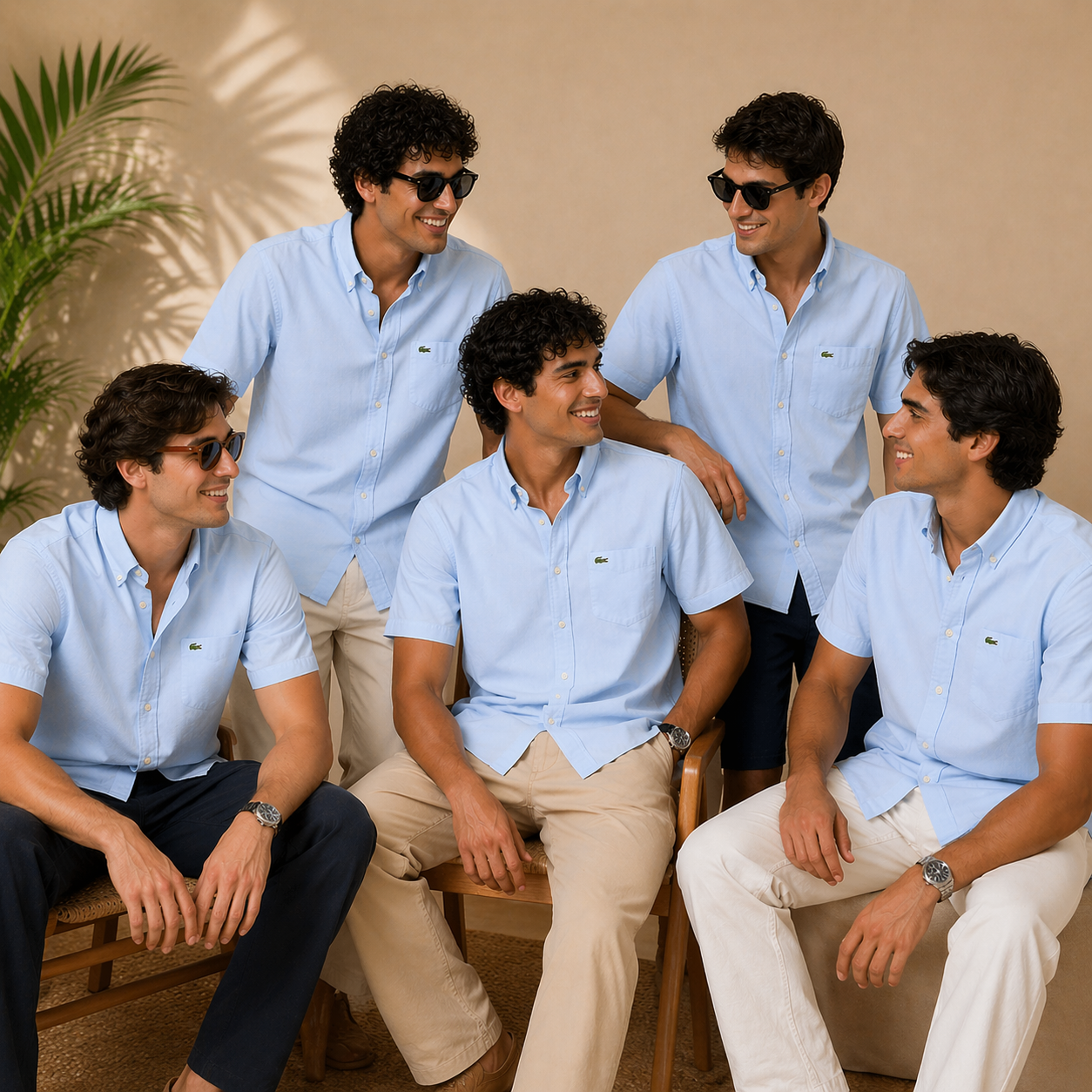 Lacoste Men White Regular Fit Short Sleeved Gingham Shirt