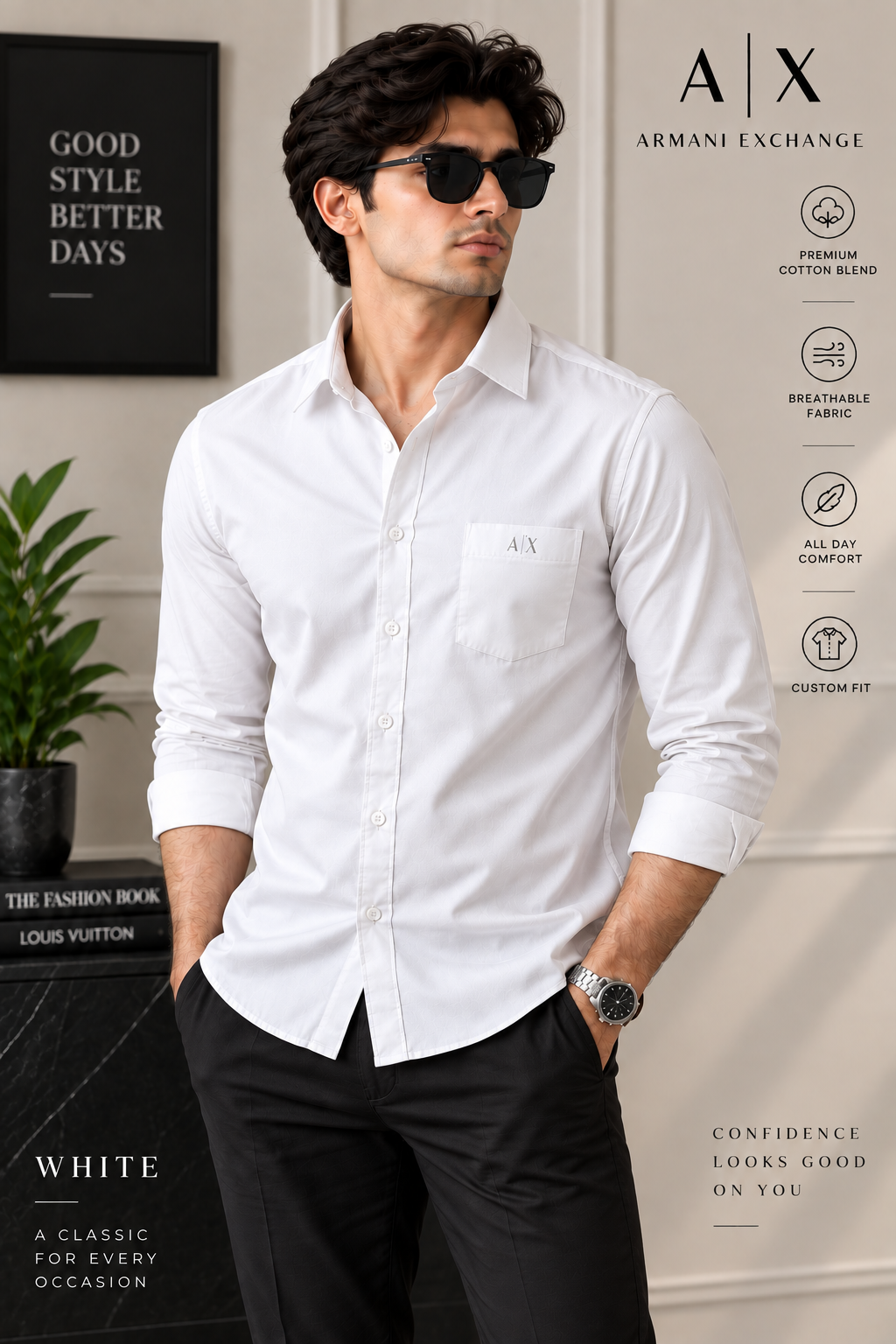 Men’s Premium Custom Fit Solid White Shirt