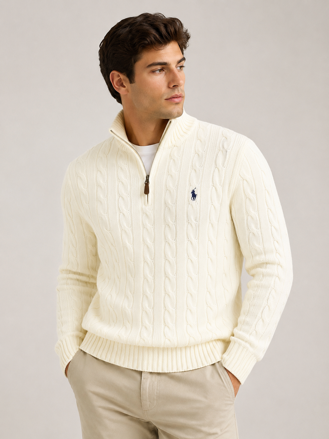 Men's Cable Knit Half-Zip Sweater