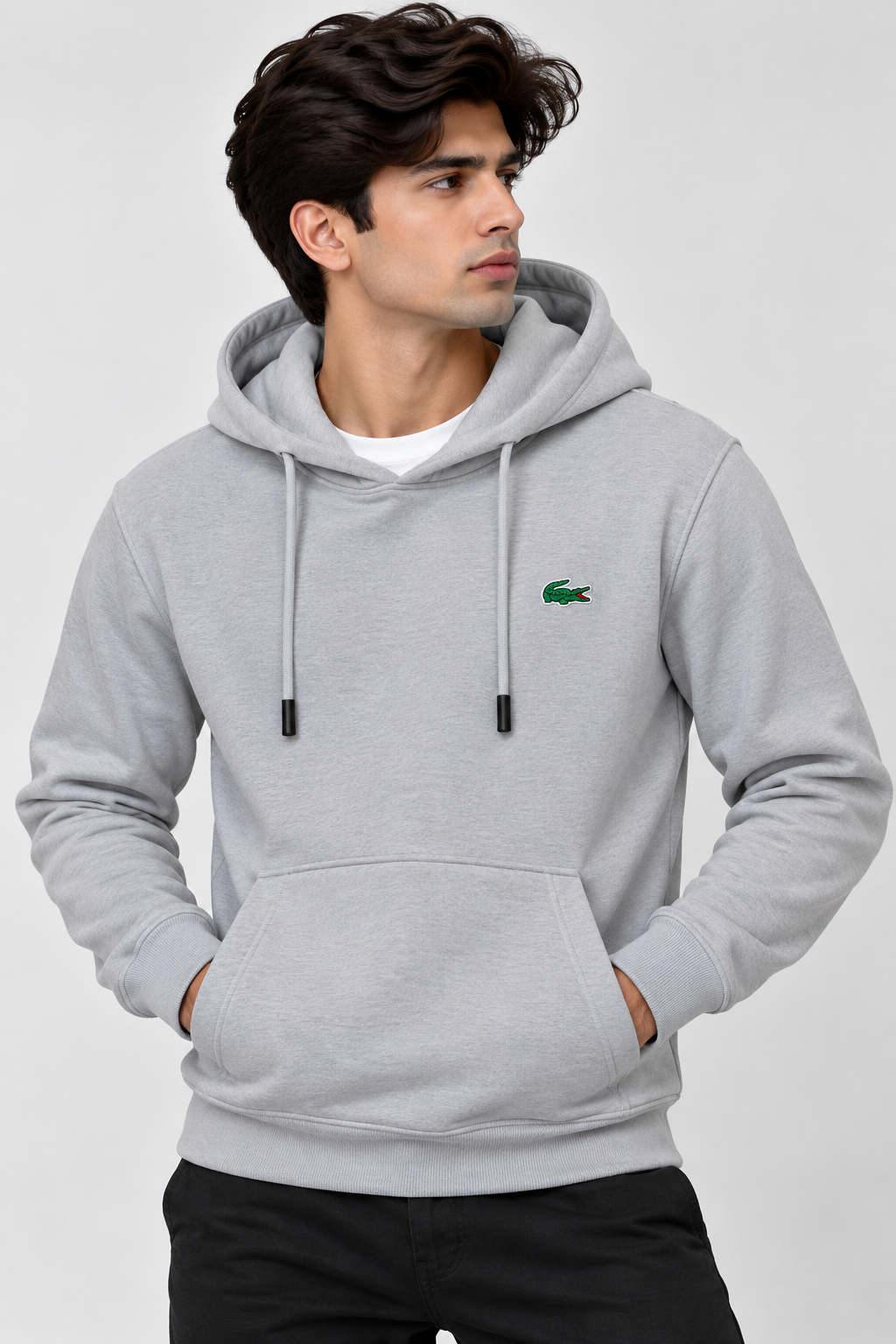 LC Light Grey Classic Pullover Hoodie for Men