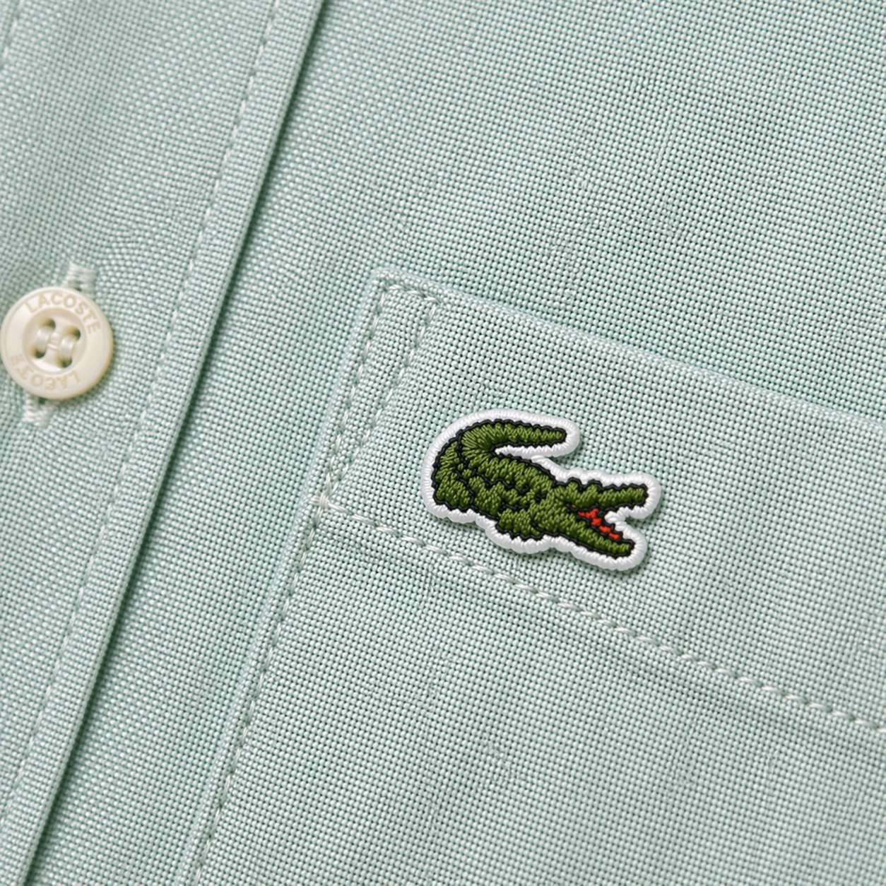 Lacoste Men White Regular Fit Short Sleeved Oxford Shirt