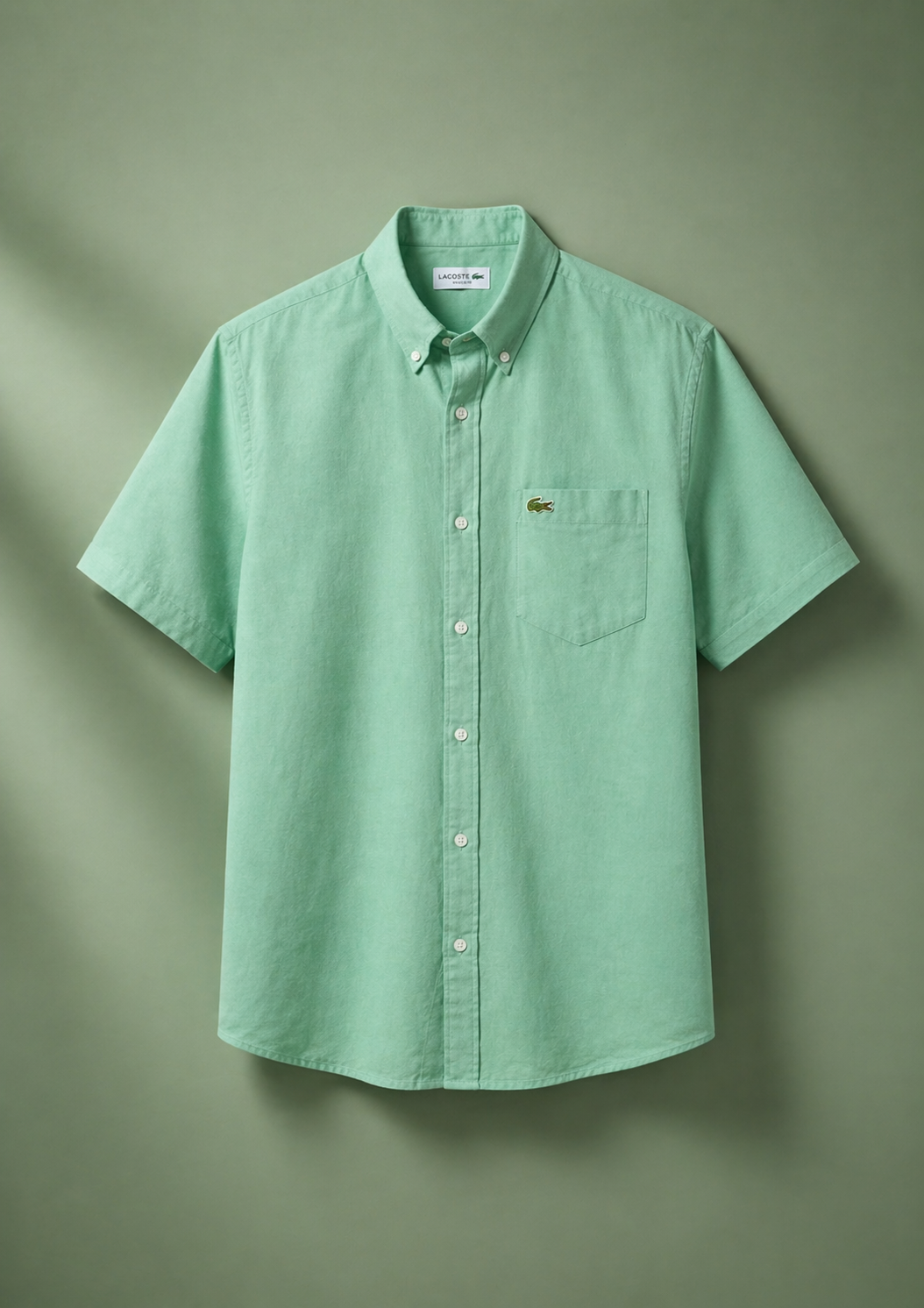 Lacoste Men Green Short Sleeved Linen Shirt