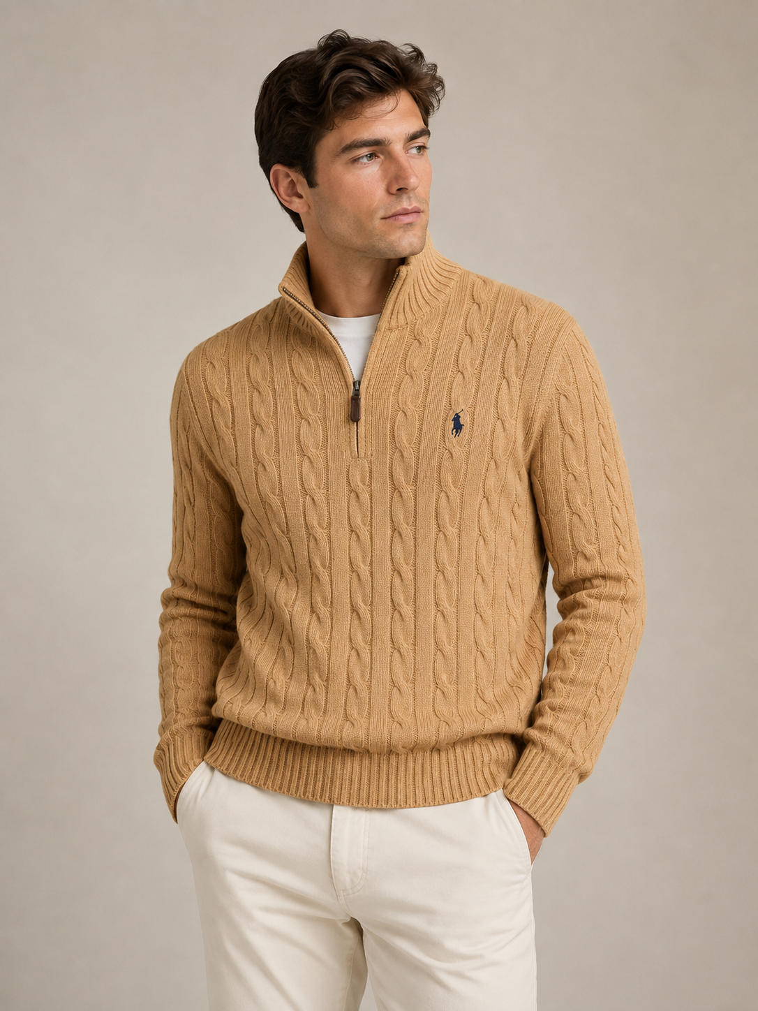 Men's Cable Knit Half-Zip Sweater
