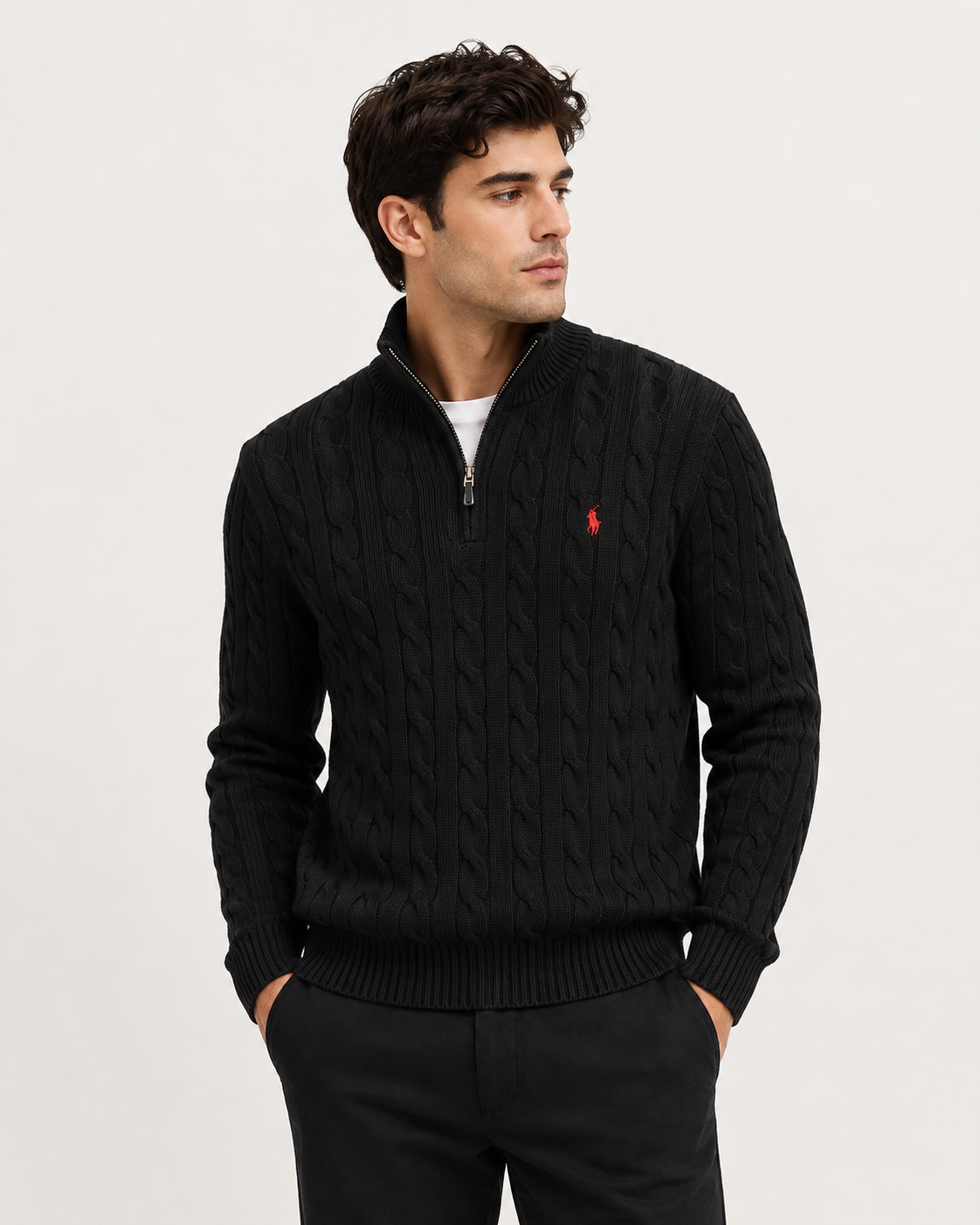 Men's Cable Knit Half-Zip Sweater