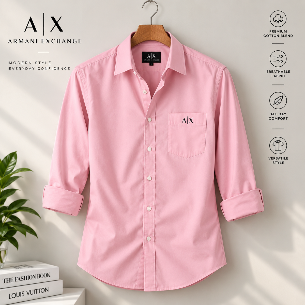 Men’s Premium Custom Fit Solid Pink Shirt