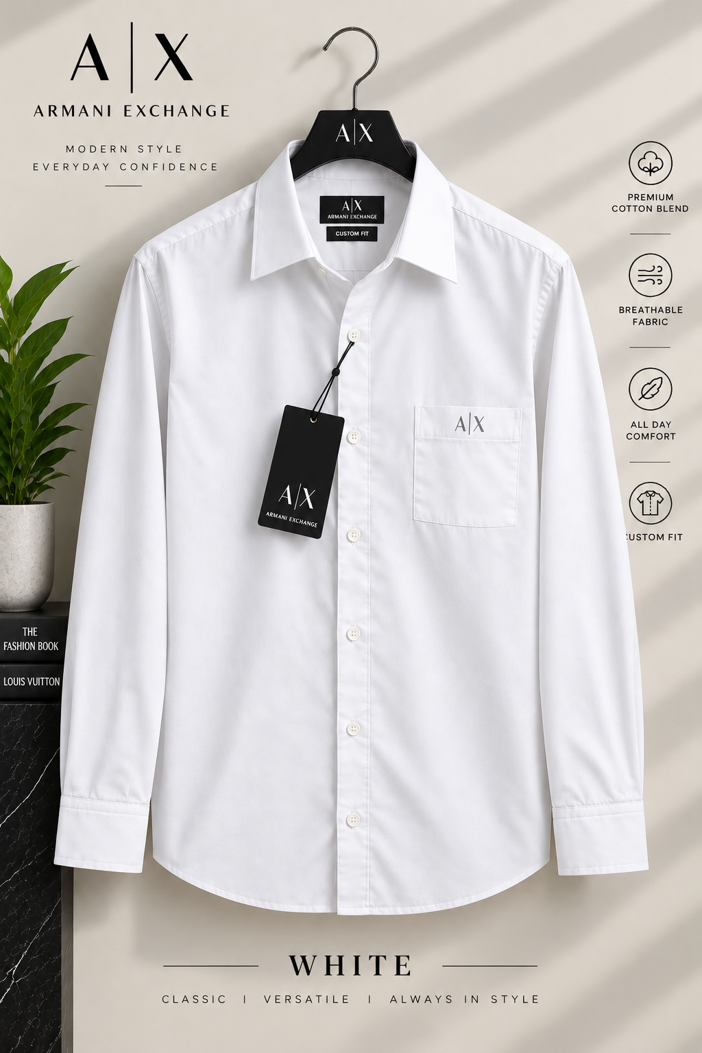 Men’s Premium Custom Fit Solid White Shirt