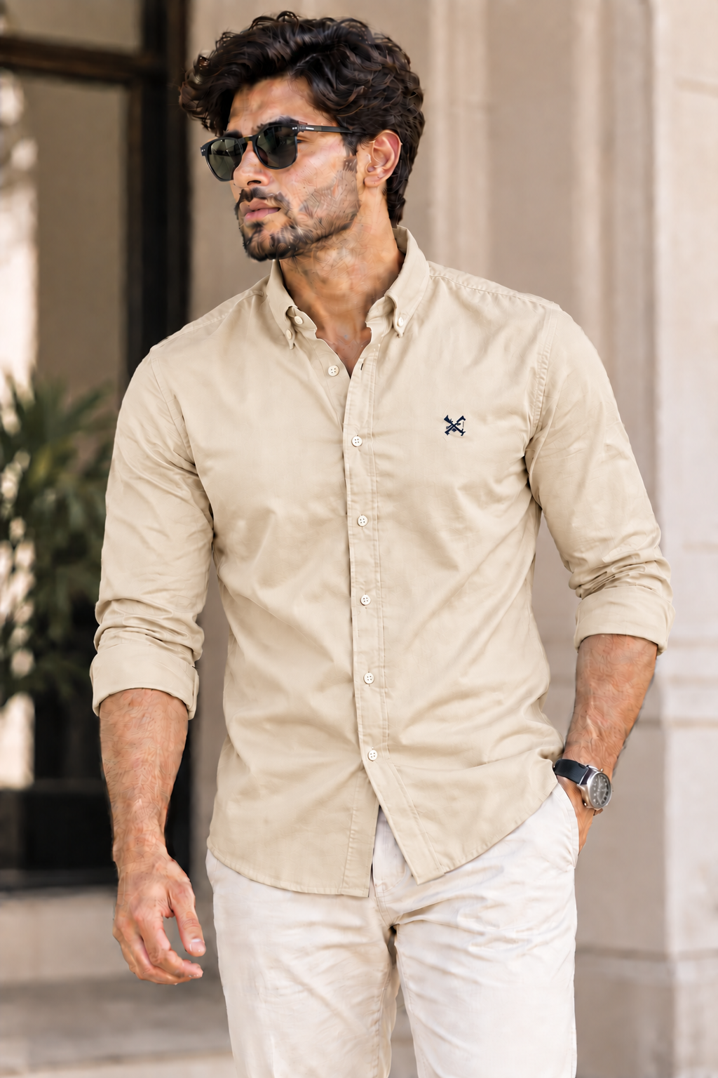 Hackett Full Sleeve Shirt Beige