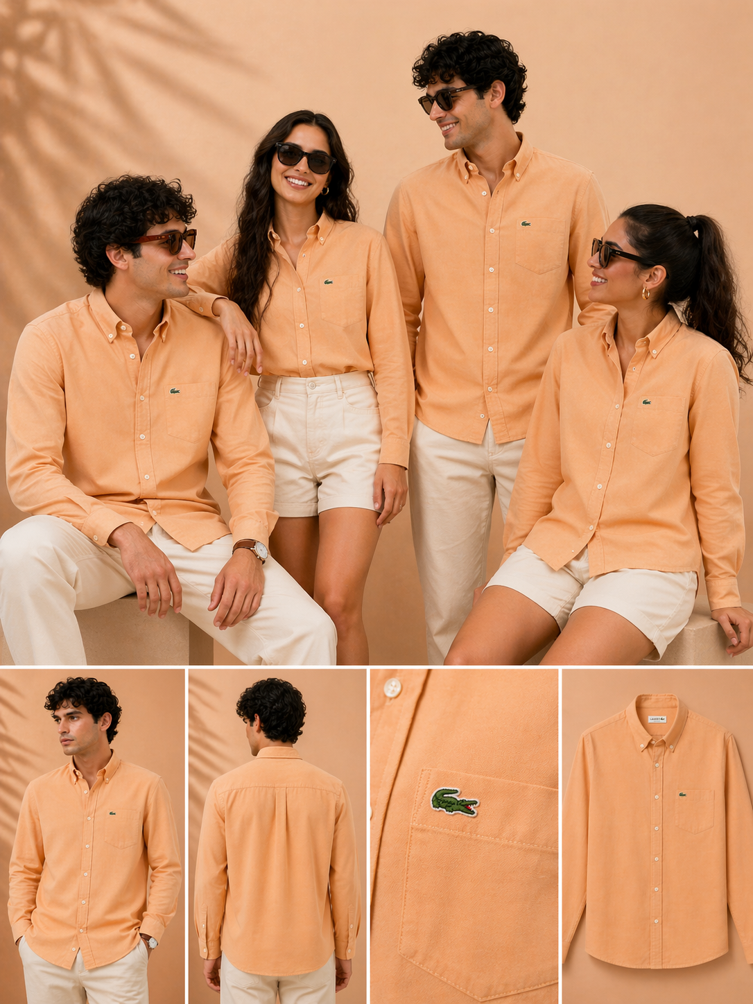 Lacoste Men Beige Regular Fit Linen Shirt