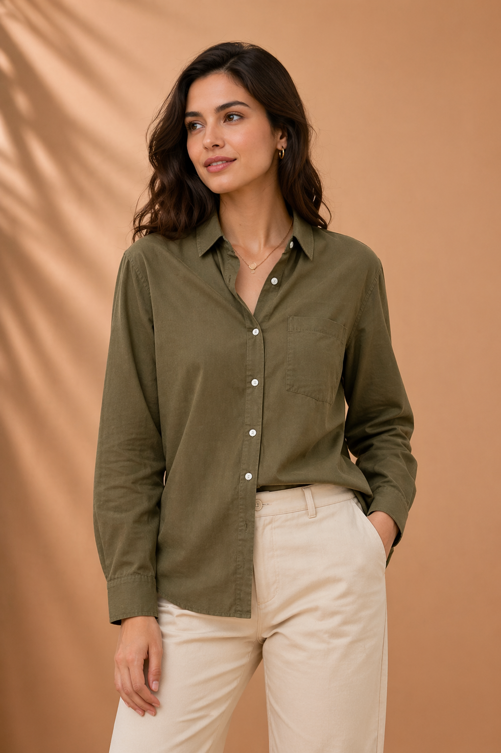 Lacoste Women Green Oversized Cotton Poplin Shirt
