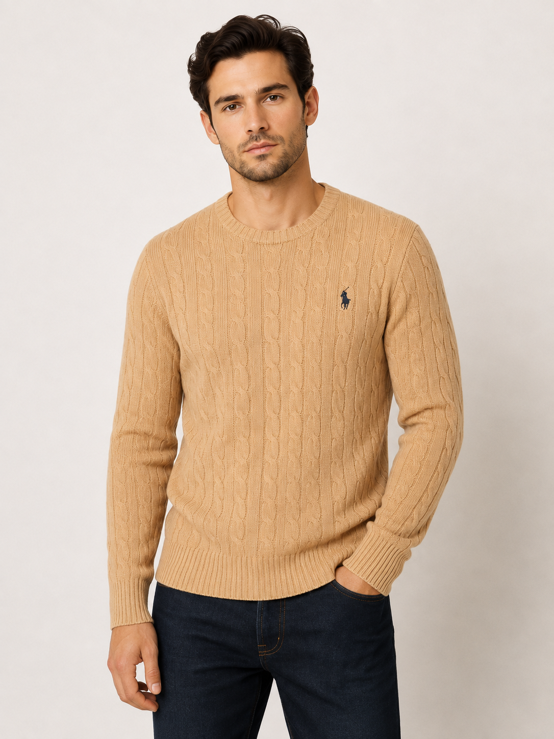 Classic Cable Knit Crew Neck Sweater