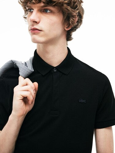 Lacoste Men Black Paris Polo Shirt Regular Fit Stretch Cotton Pique