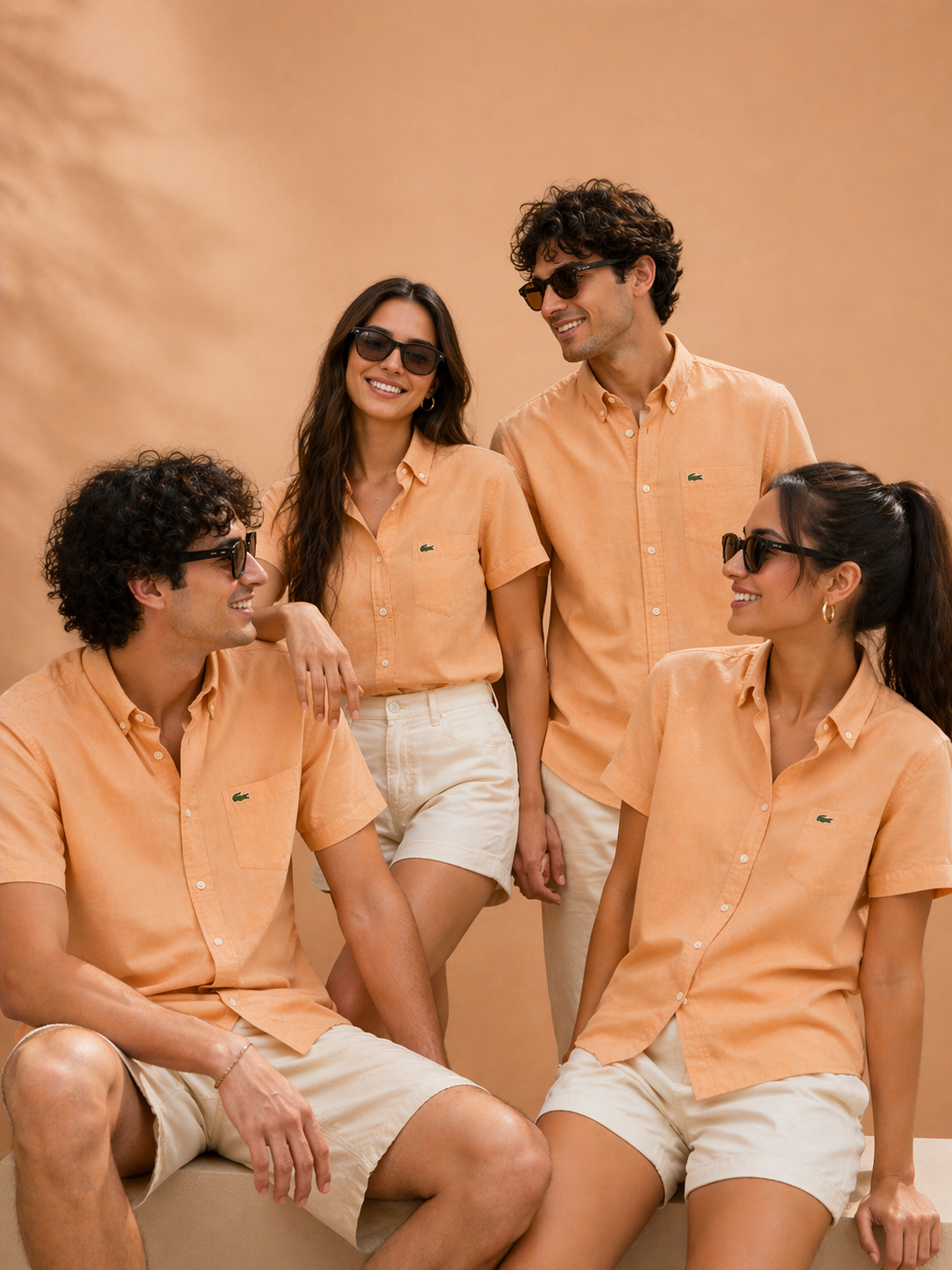 Lacoste Men Beige Short Sleeved Linen Shirt