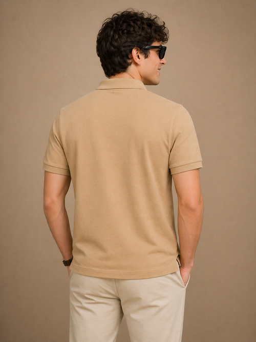 Lacoste Men Beige Original L.12.12 Slim Fit Polos