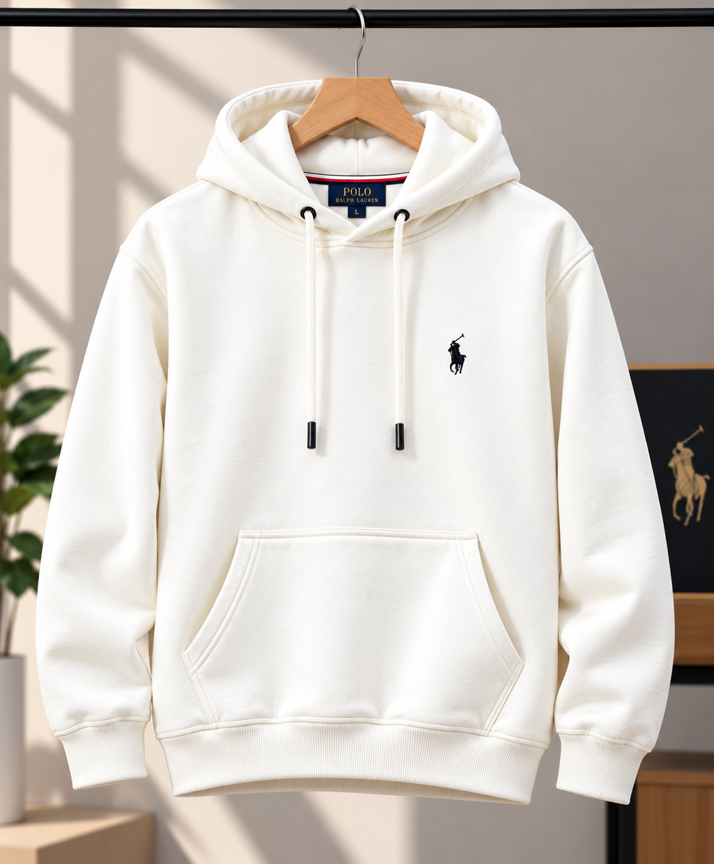 RL Men’s White Classic Pullover Hoodie