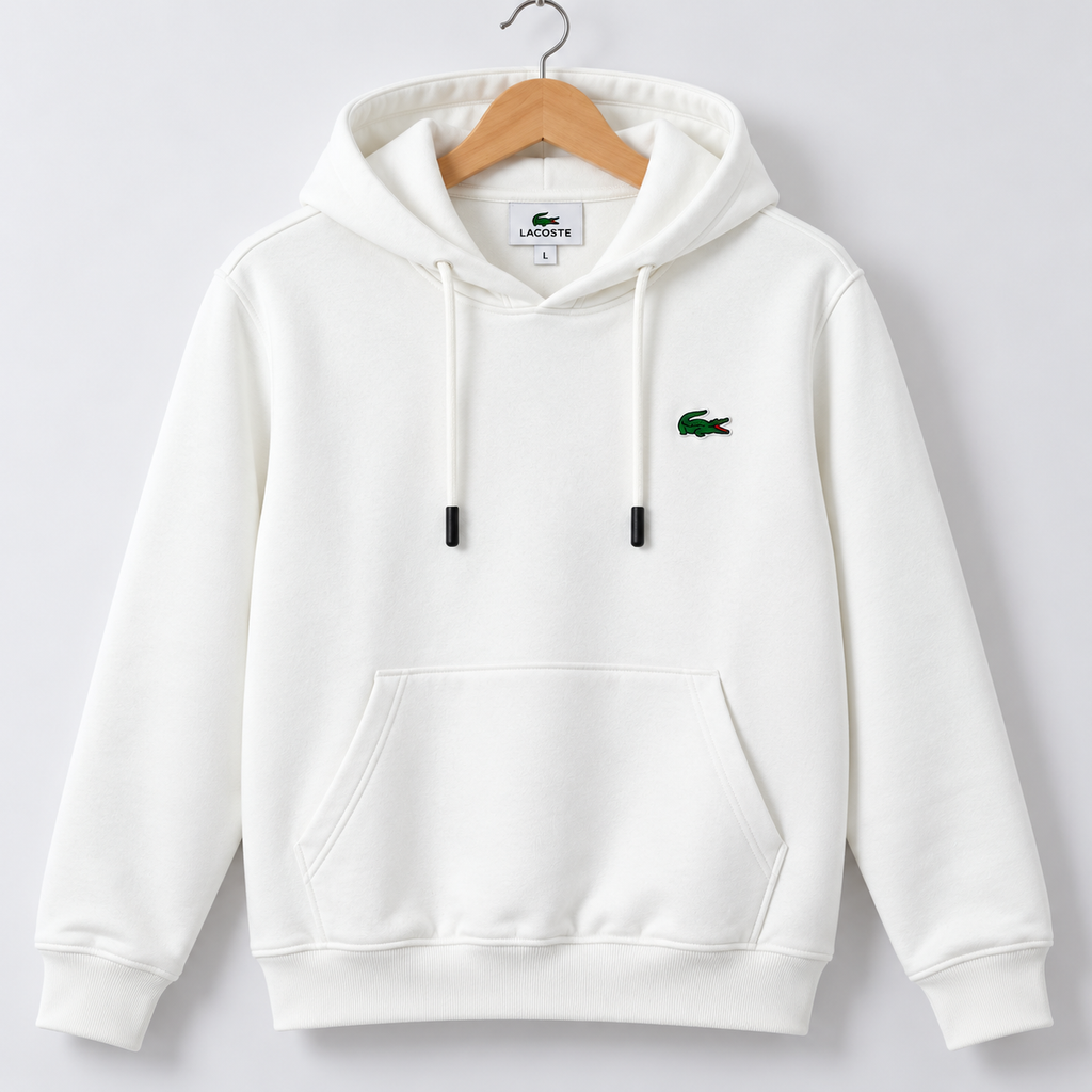 LC White Classic Pullover Hoodie for Men