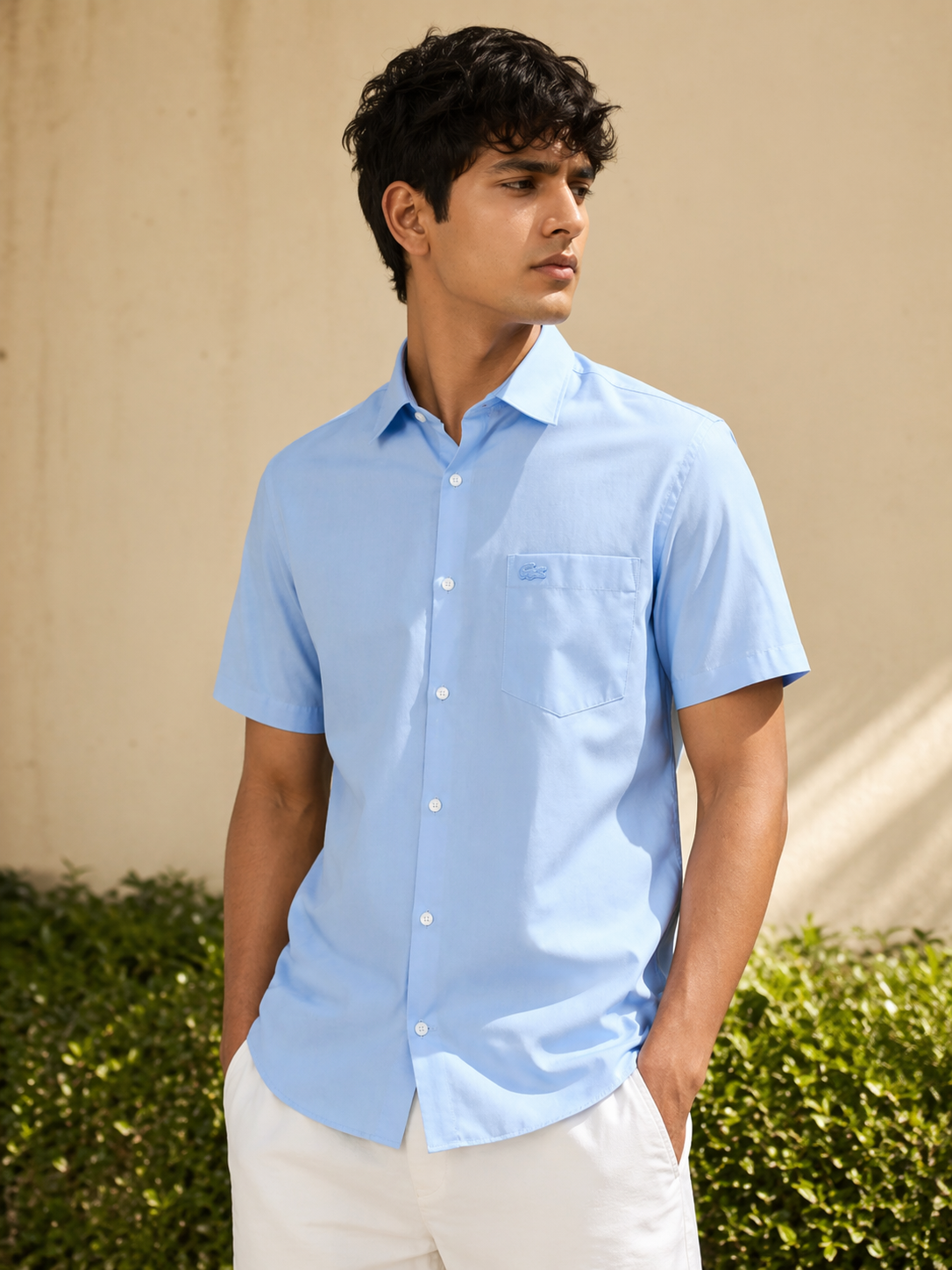 Lacoste Men Regular Fit Solid Cotton Shirt